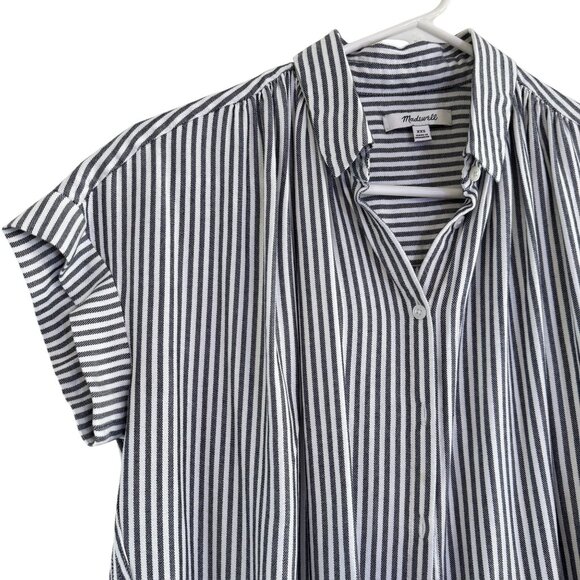 Madewell Womens Central Drapey Gray Striped Button Down Collared Shirt Size XXS - Picture 3 of 9